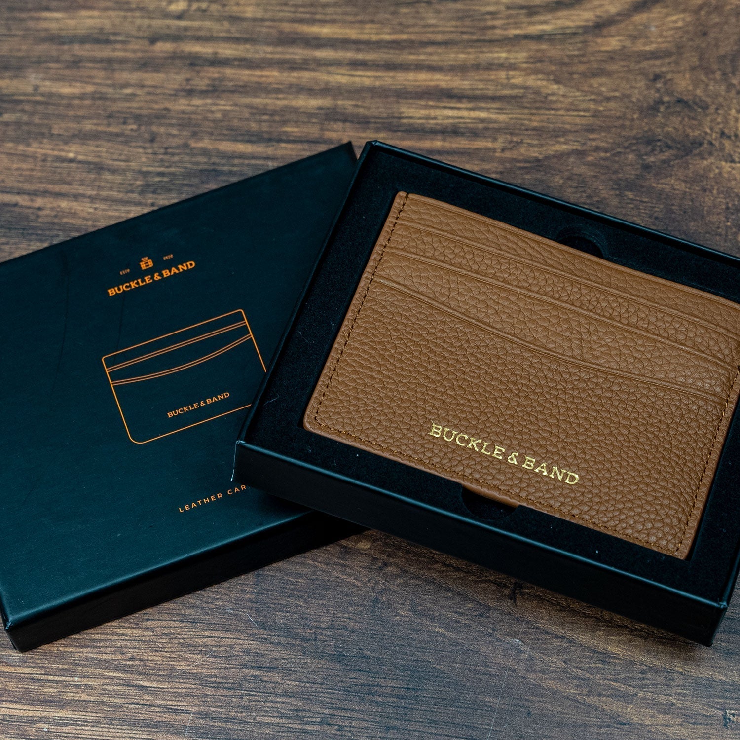 Brown Leather Card Wallet - Buckle and Band - CH-6-CRM-01