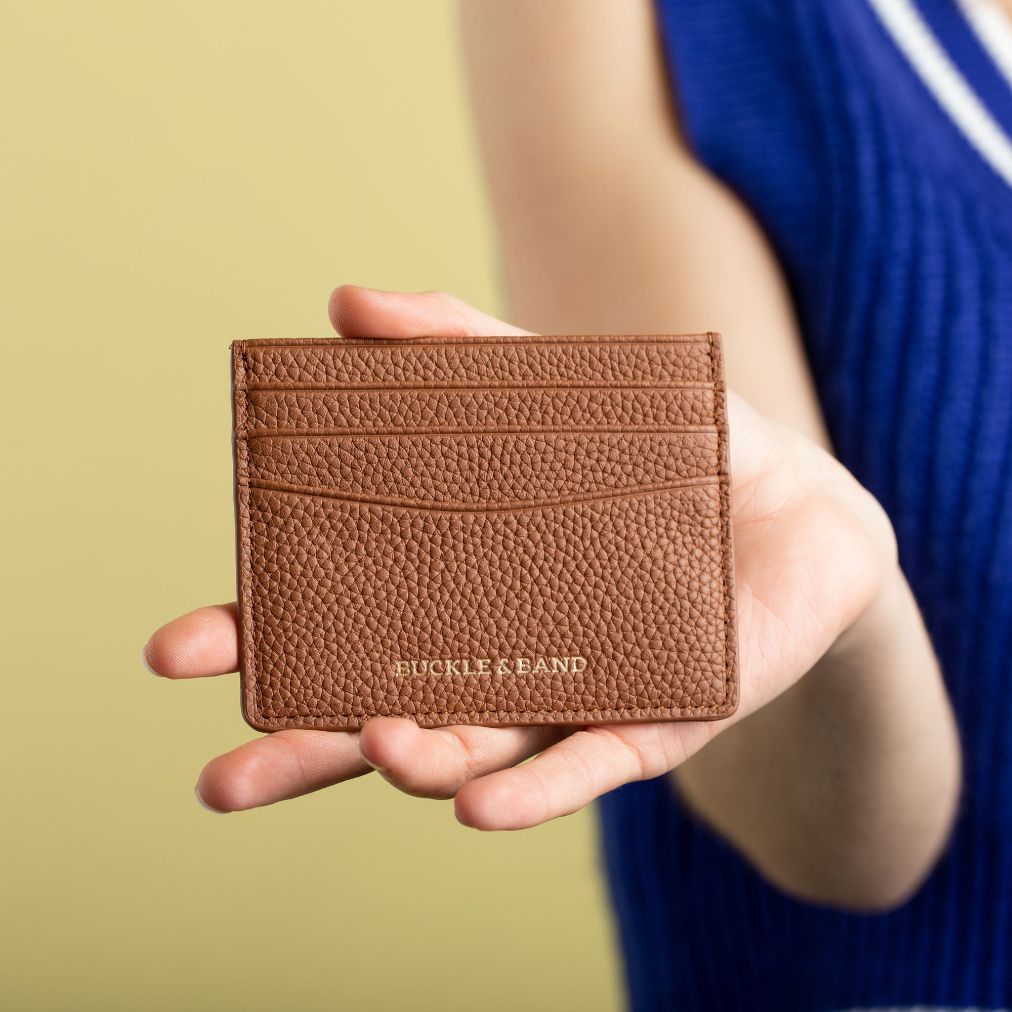 Brown Leather Card Wallet - Buckle and Band - CH-6-BRN-01