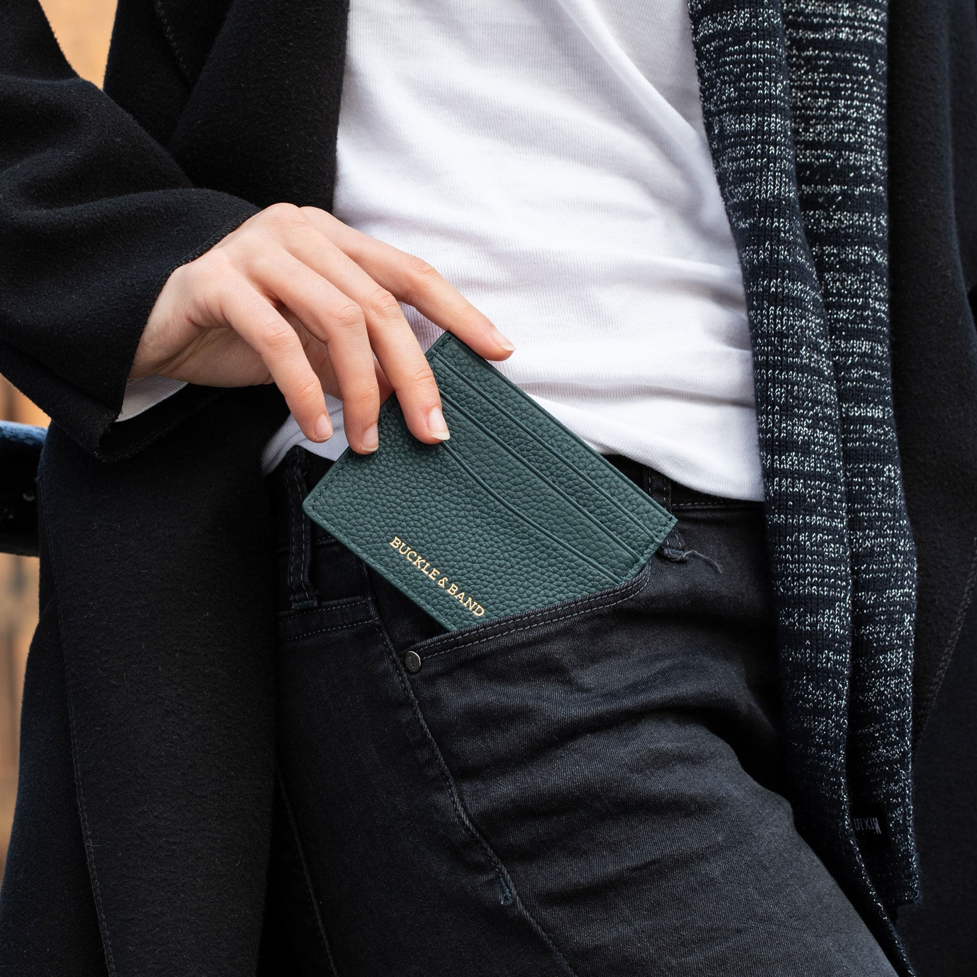 Emerald Green Leather Card Wallet - Buckle and Band - CH-6-GRN-01