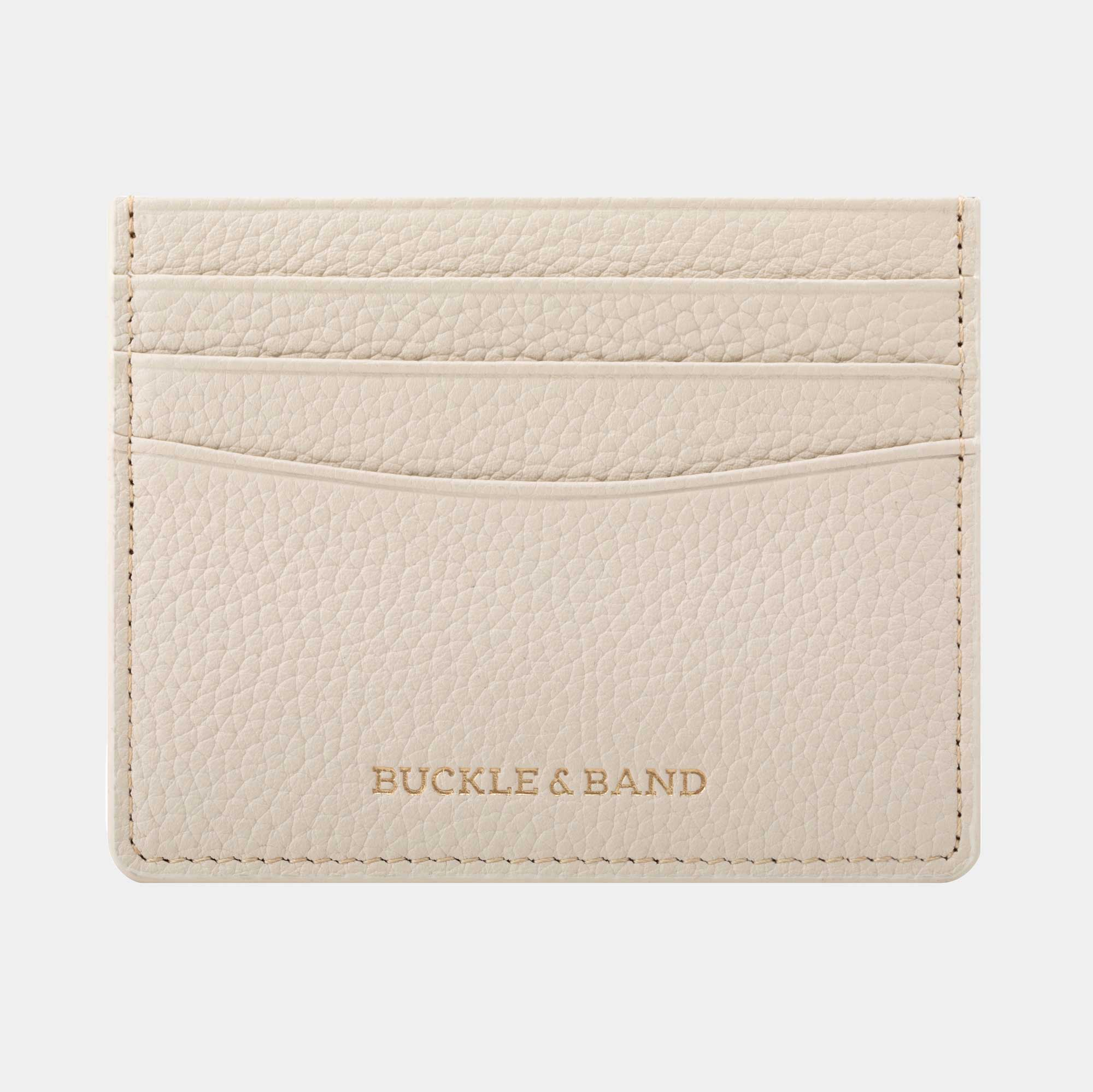 Pearl White Leather Card Wallet - Buckle and Band - CH-6-CRM-01