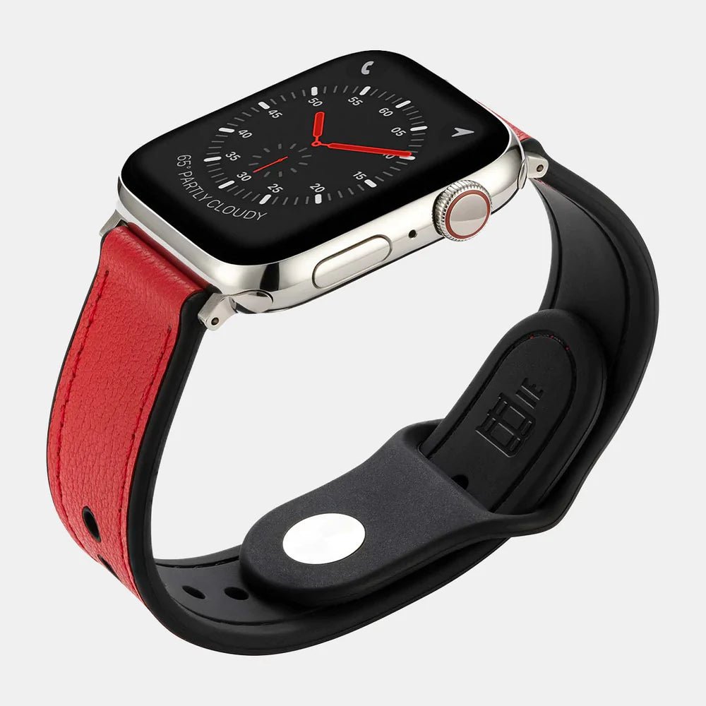 Pre-Loved Hybri Active Apple Watch Straps - Black, Red or Brown - Buckle & Band - PL-HYB-44-RED-SI