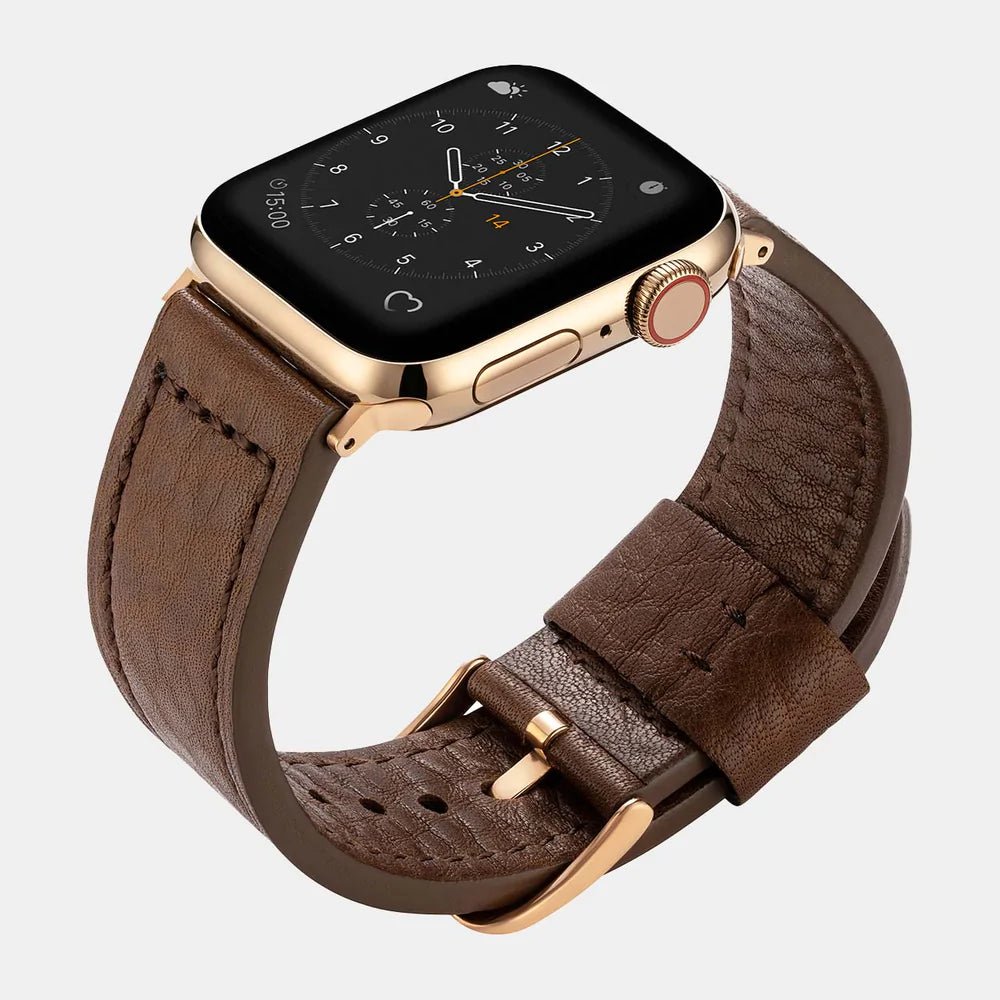 Pre-Loved Lond Apple Watch Straps - Black, Brown or Khaki - Buckle & Band - PL-LON-38-BRN-GL