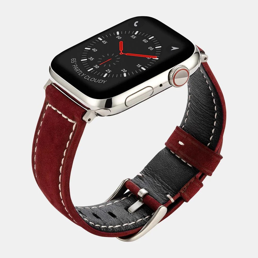 Pre-Loved Mila Apple Watch Straps - in Black, Brown or Red Suede - Buckle & Band - PL-MIL-44-RED-SI