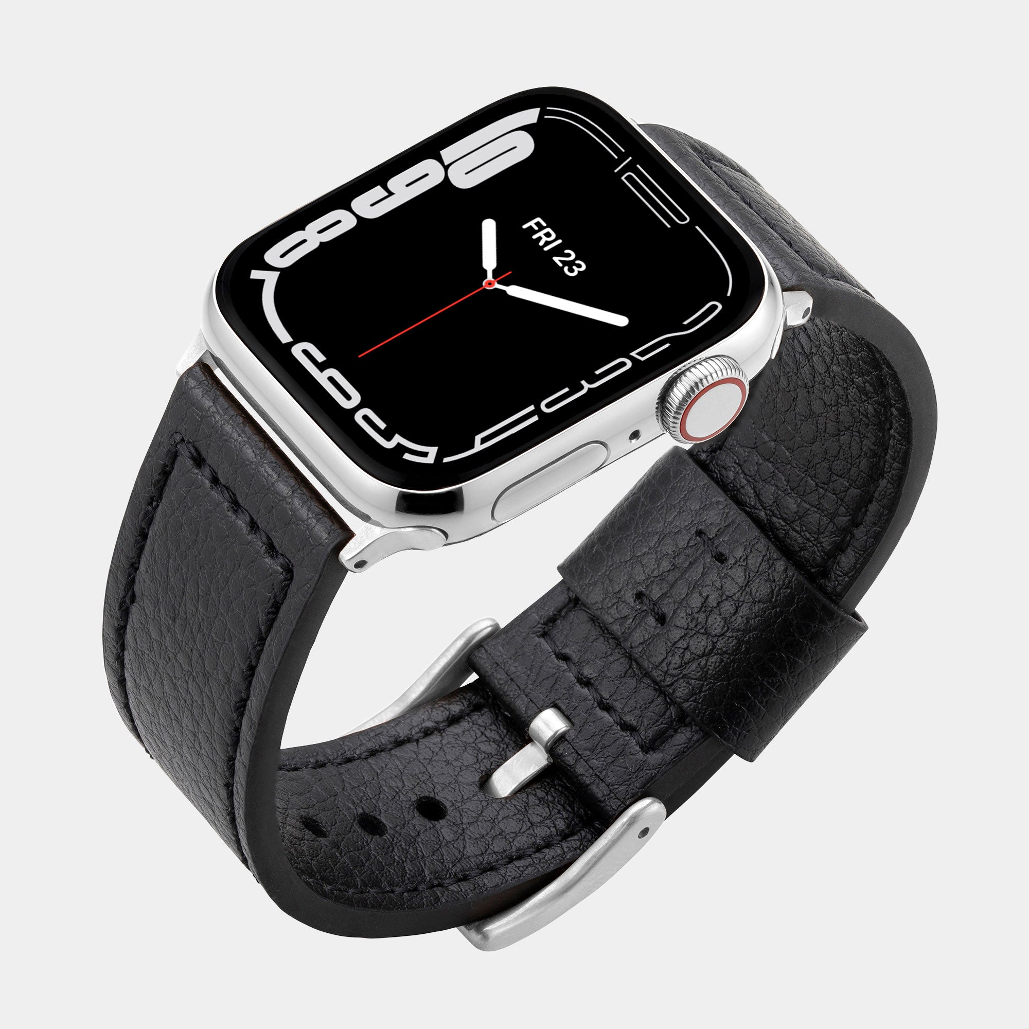 Vegan Leather Apple Watch Strap - Luxury Lond Black - Buckle & Band - VEG-38-BLK-SI