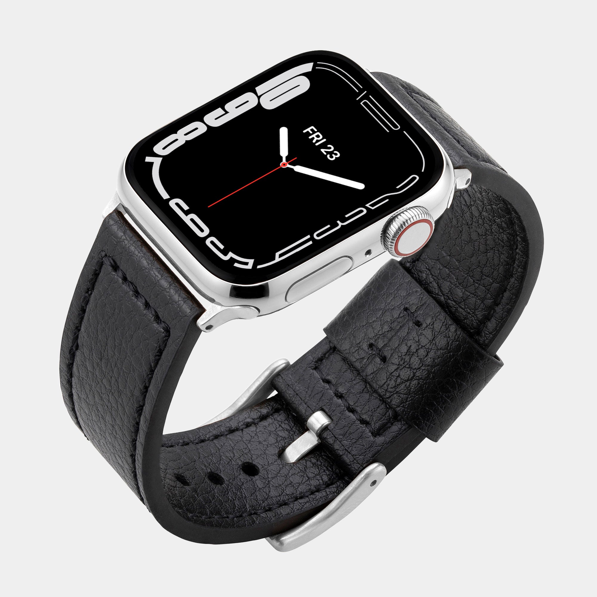 Vegan Leather Apple Watch Strap - Luxury Lond Black - Buckle & Band - VEG-38-BLK-SI