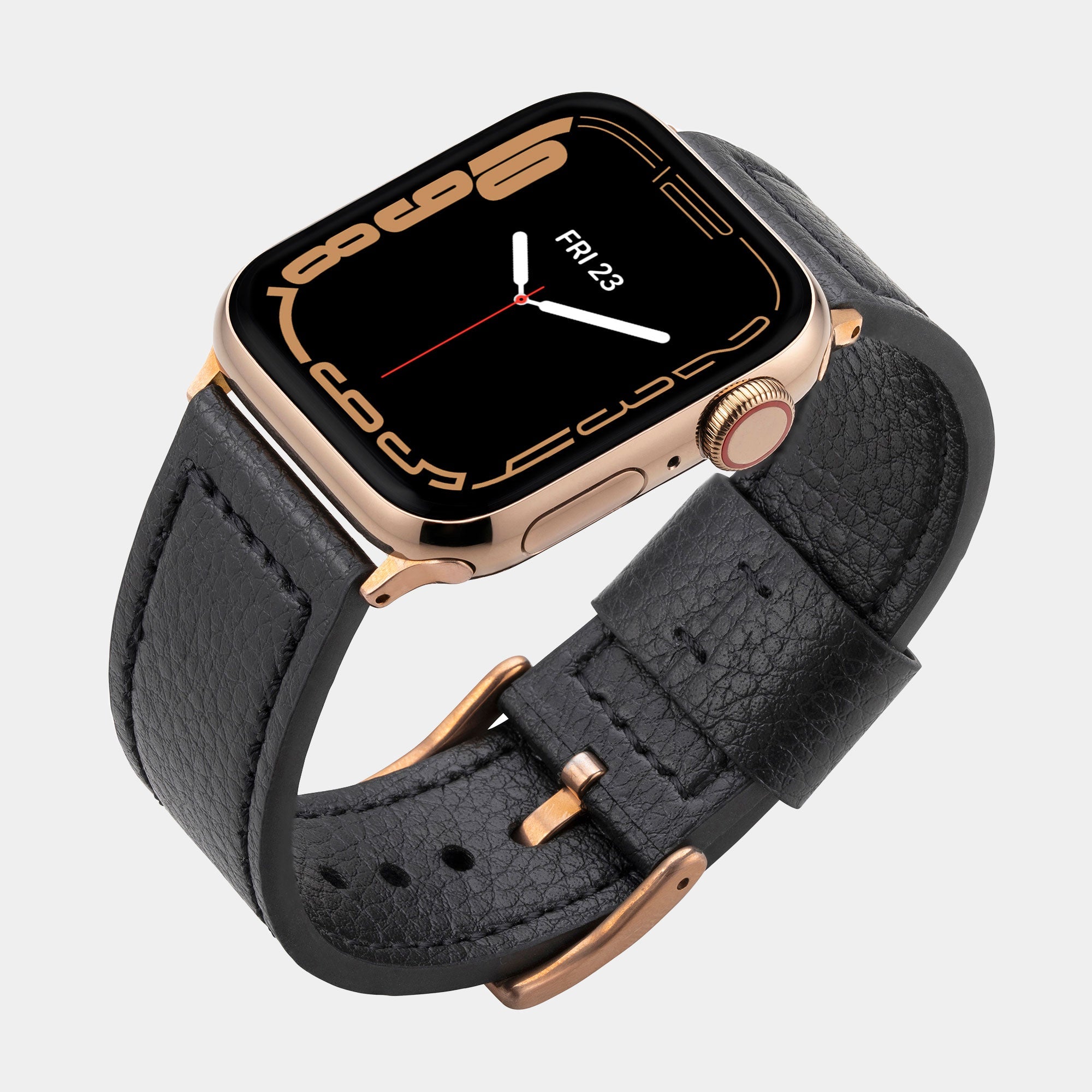 Vegan Leather Apple Watch Strap - Luxury Lond Black - Buckle & Band - VEG-38-BLK-GL