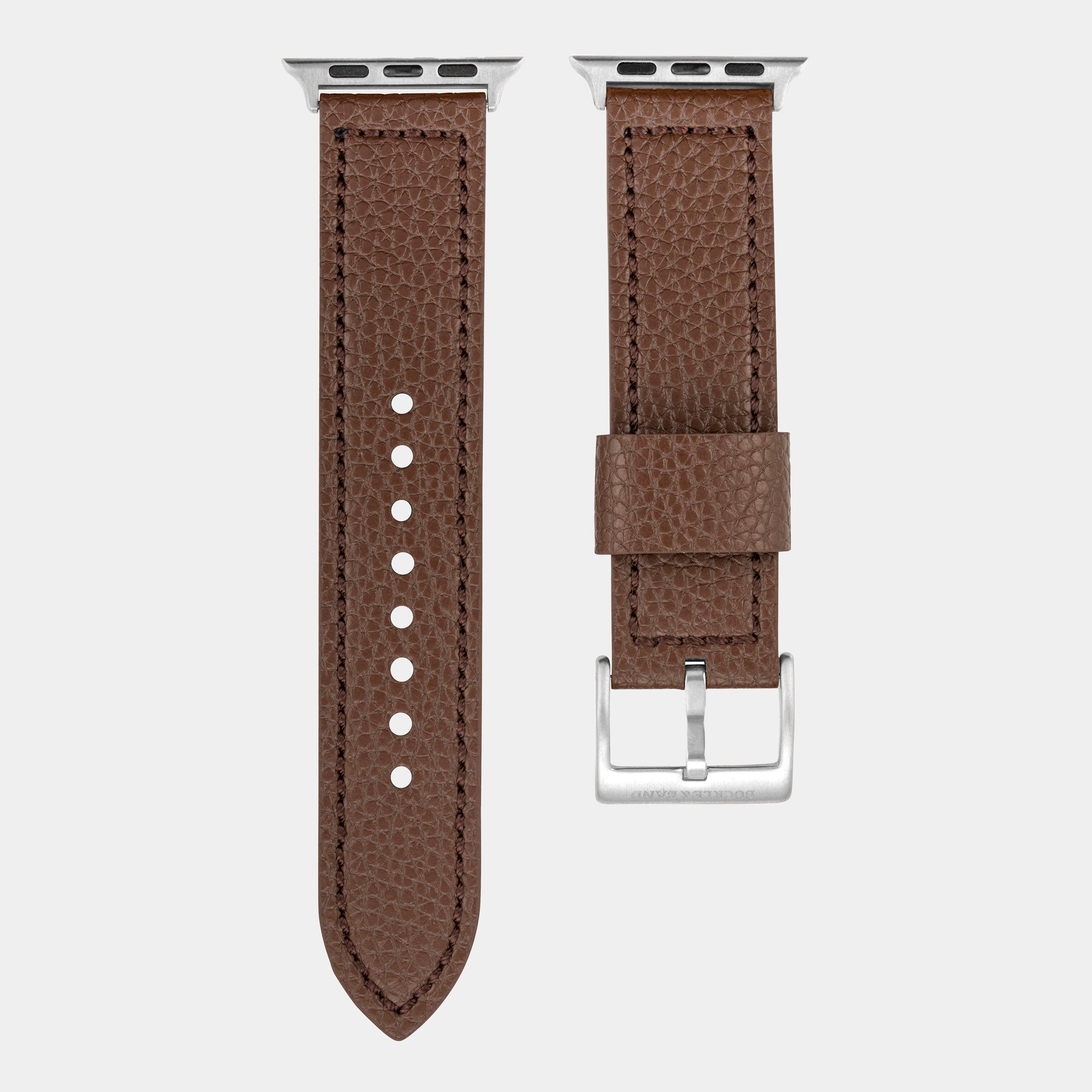 Vegan Leather Apple Watch Strap - Luxury Lond Brown - Buckle & Band - VEG-38-BRN-SI