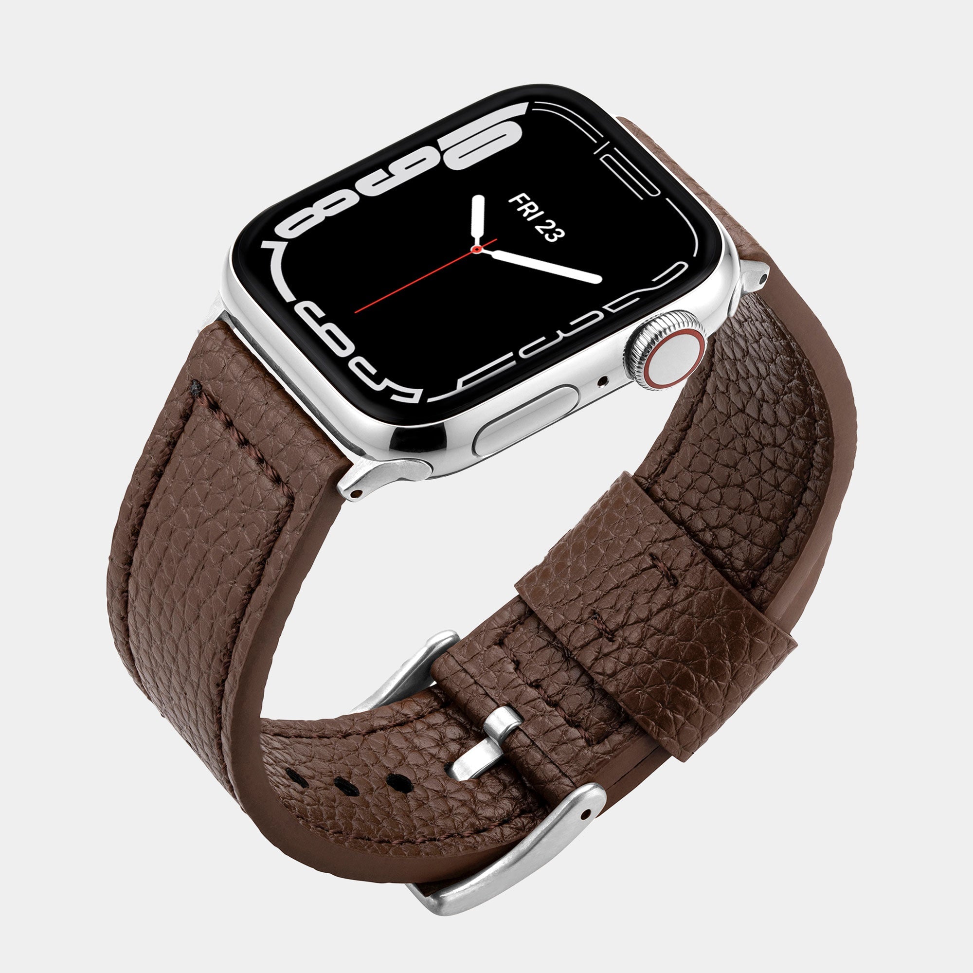 Vegan Leather Apple Watch Strap - Luxury Lond Brown - Buckle & Band - VEG-38-BRN-SI