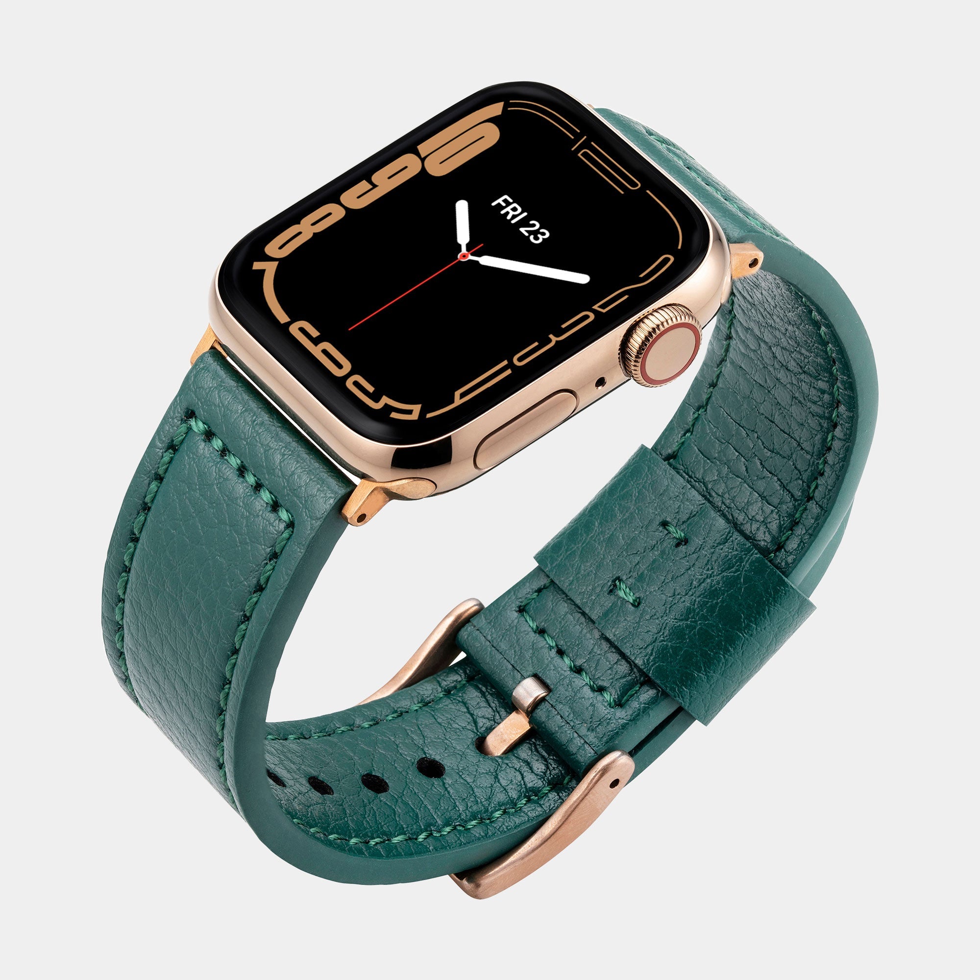 Vegan Leather Apple Watch Strap - Luxury Lond Green - Buckle & Band - VEG-38-GRE-GL