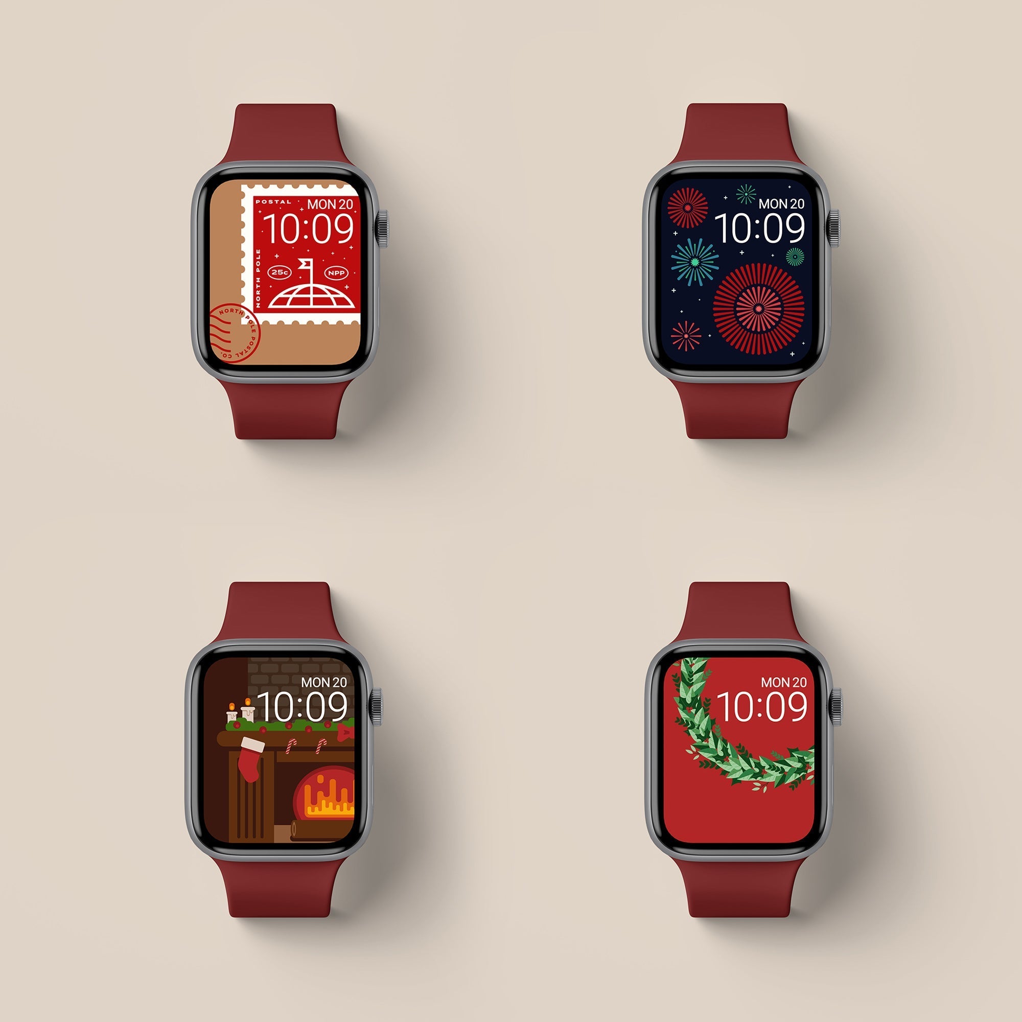 Xmas Apple Watch Wallpapers (4 Pack) - Buckle and Band - XMAS - CL